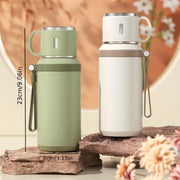 🥤❄️1PCS 600ml 316 stainless steel vacuum insulated bottle, 21oz double-walled insulated cup with dual lids