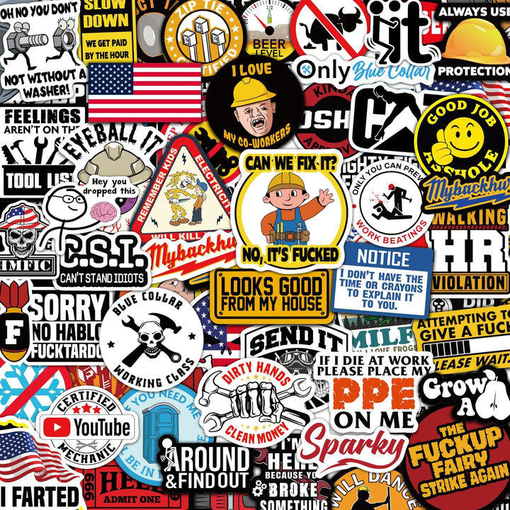 🔥2026 Summer Sale - 150Pcs Blue Collar Funny Stickers 👷‍♂️