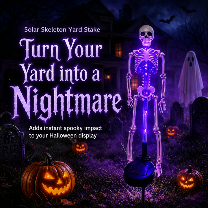 💀 Solar Purple Glow Skeleton Yard Stake