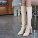 Winter Specialspointed Toe Chunky Heel Knee High Boots